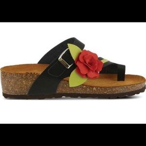 NWOT SPRING STEP Sz 9.5(41) Black Leather Sandals